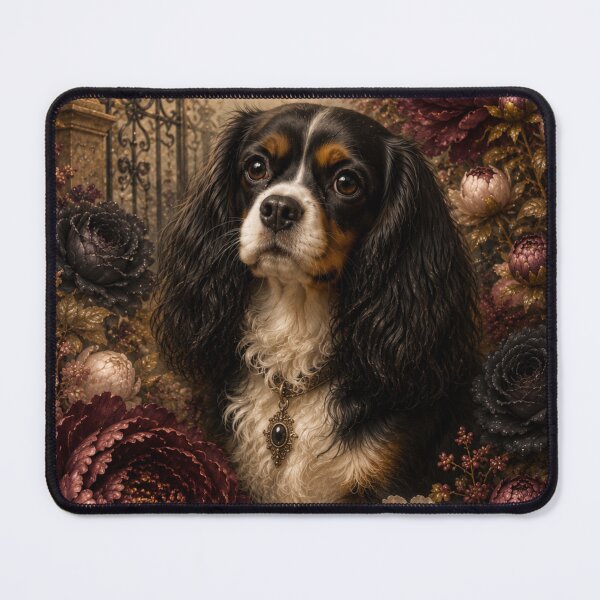 Item preview, Cavalier King Charles Spaniel Among Vintage Flowers designed and sold by VelarisMoon.
