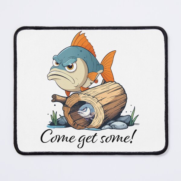 Item preview, Fishing cartoon "come get some" hiding in a hollow log.. designed and sold by Art-Horizon.