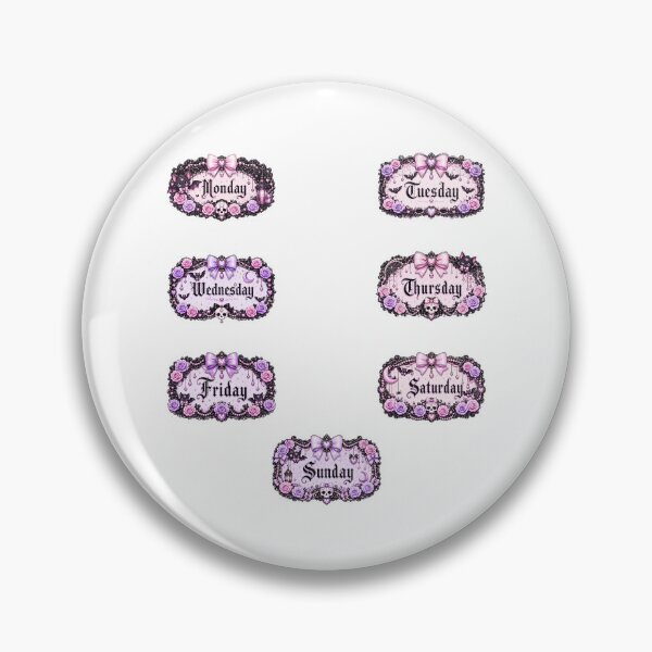 Item preview, Pastel Goth Days of the Week Sticker Set with Black Cats, Bats, Skulls, Purple Roses and Coquette Gothic Planner Labels designed and sold by looplandger.
