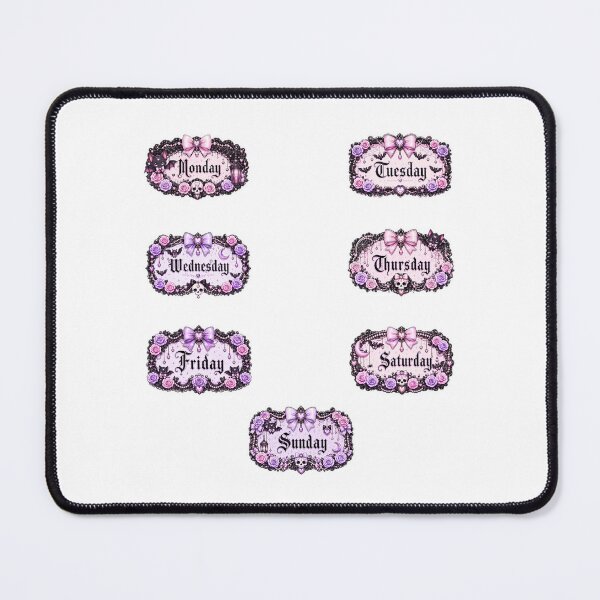 Item preview, Pastel Goth Days of the Week Sticker Set with Black Cats, Bats, Skulls, Purple Roses and Coquette Gothic Planner Labels designed and sold by looplandger.