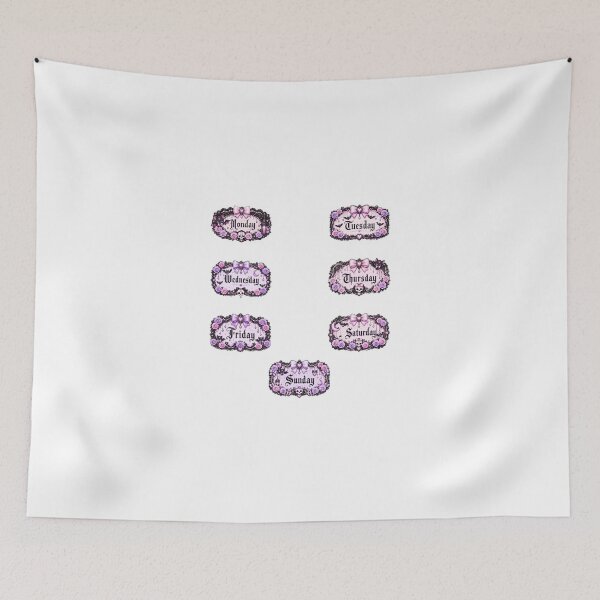 Item preview, Pastel Goth Days of the Week Sticker Set with Black Cats, Bats, Skulls, Purple Roses and Coquette Gothic Planner Labels designed and sold by looplandger.