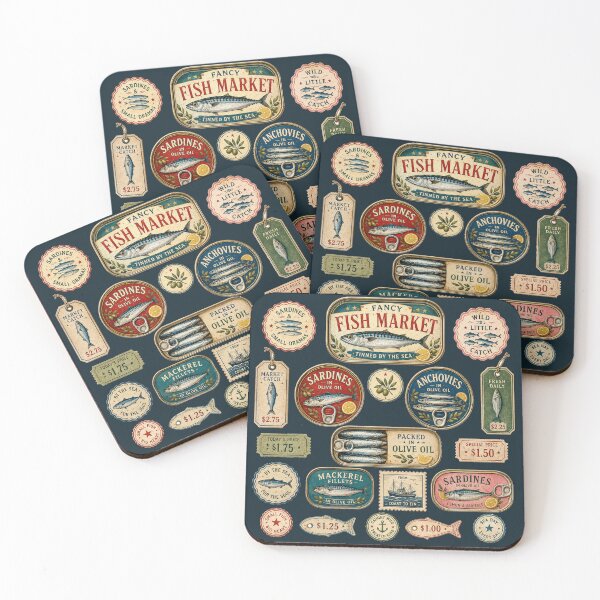 Item preview, Vintage Fancy Fish Market Tinned Sardines designed and sold by POD DYNASTY.