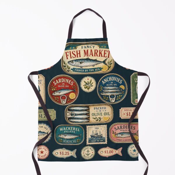 Item preview, Vintage Fancy Fish Market Tinned Sardines designed and sold by POD DYNASTY.