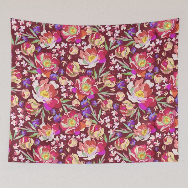Item preview, Romantic Peony Floral Seamless Pattern – Colorful Vintage Garden Flower Design designed and sold by Skryp-art.