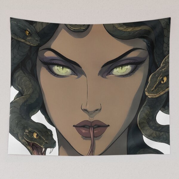 Item preview, Medusa Queen – Dark Mythology Anime Portrait with Serpents designed and sold by  Hollow Moon Studios..