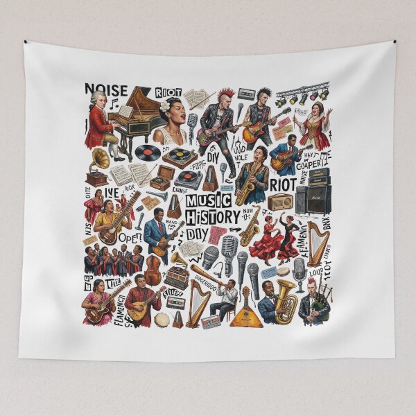 Item preview, Music History & Genres Collage Art - Retro, Punk, Jazz & Classical Music Lovers Graphic designed and sold by afarkar.