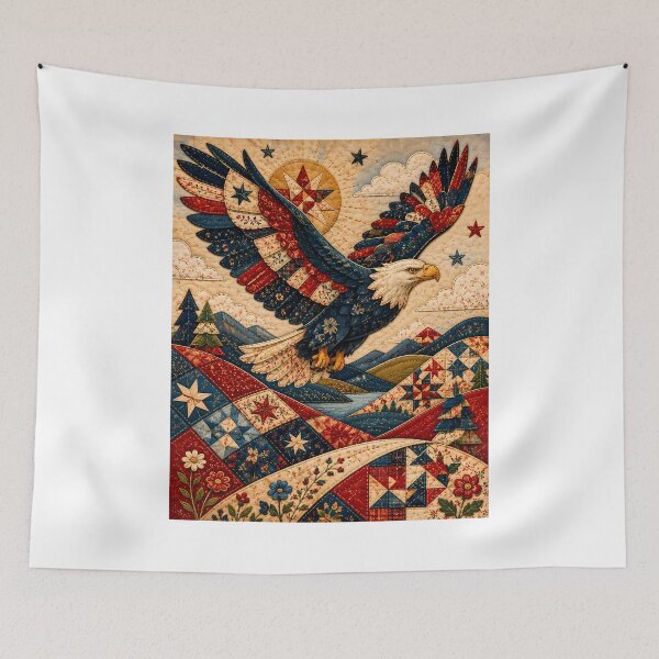 Item preview, Americana Patchwork Quilt Eagle Cozy Country Rustic Folk designed and sold by chattsuede.