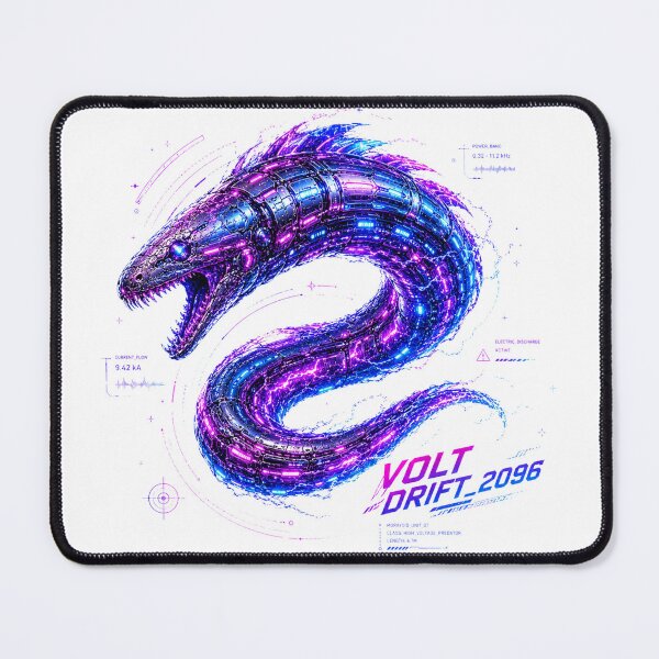 Item preview, Volt Drift 2096 Cyber Electric Eel – Neon Biomechanical Predator Design designed and sold by FusiTink.