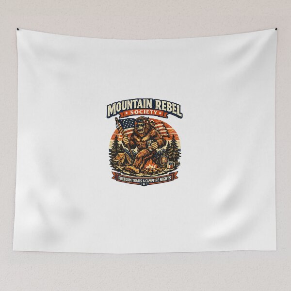 Item preview, Mountain Rebel Society Patriotic Bigfoot Camping Freedom Trails designed and sold by shemodas.