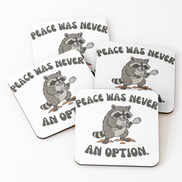 Item preview, Peace Was Never An Option Funny Raccoon Spork Meme designed and sold by Snowy Studio Designs.