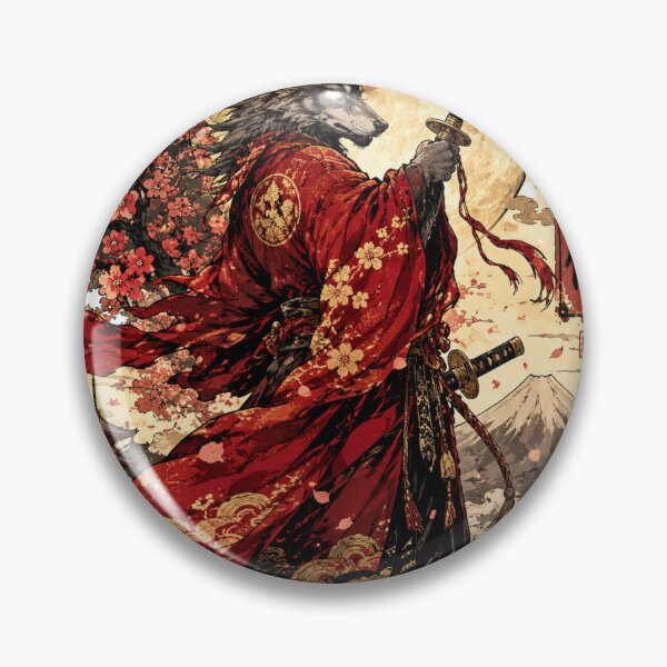 Item preview, Lone Wolf Samurai Under Full Moon | Japanese Woodblock Style Warrior Sticker designed and sold by bozovic1.
