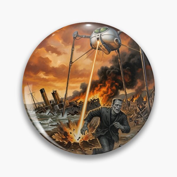 Item preview, Frankenstein’s monster runs from Martian tripod designed and sold by WiseBow.