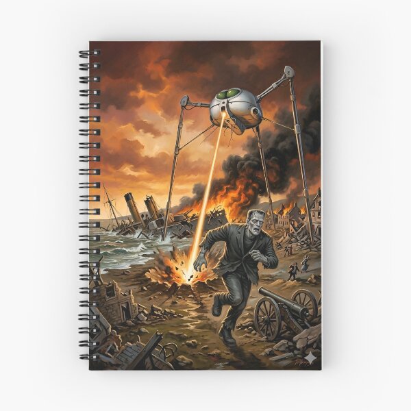 Item preview, Frankenstein’s monster runs from Martian tripod designed and sold by WiseBow.