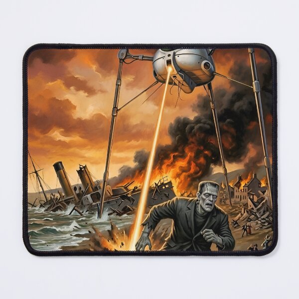 Item preview, Frankenstein’s monster runs from Martian tripod designed and sold by WiseBow.