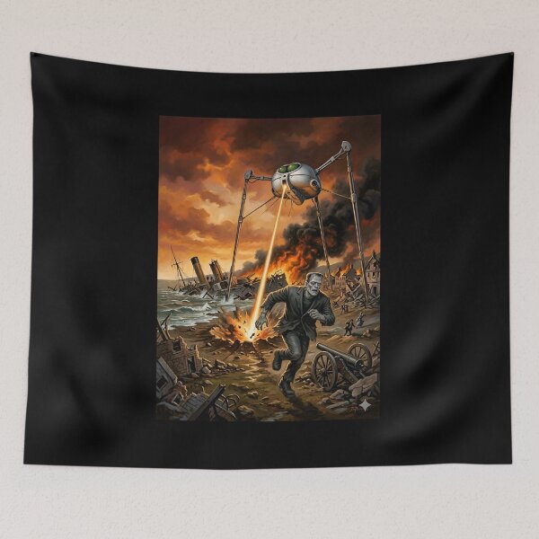 Item preview, Frankenstein’s monster runs from Martian tripod designed and sold by WiseBow.