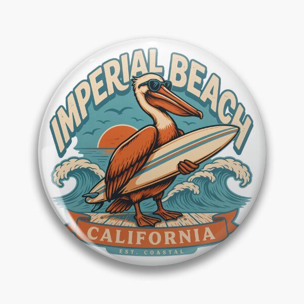 Item preview, Imperial Beach California Pelican Surfer Vintage Coastal Surf Design designed and sold by ArcticFoxStudio.