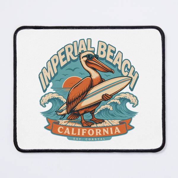 Item preview, Imperial Beach California Pelican Surfer Vintage Coastal Surf Design designed and sold by ArcticFoxStudio.