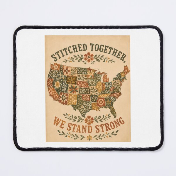 Item preview, Stitched Together We Stand Strong Americana Patchwork Map designed and sold by chattsuede.