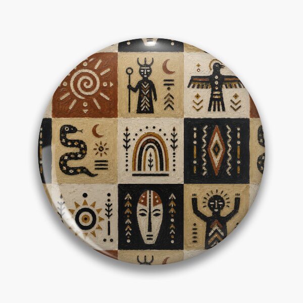 Item preview, Primitive Tribal Symbols Pattern | Folk Totem Art | Boho Ethnic Wall Art designed and sold by BoBiloArt.