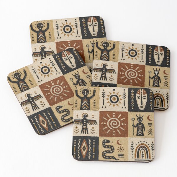Item preview, Primitive Tribal Symbols Pattern | Folk Totem Art | Boho Ethnic Wall Art designed and sold by BoBiloArt.