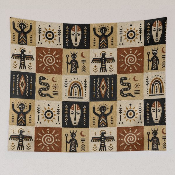 Item preview, Primitive Tribal Symbols Pattern | Folk Totem Art | Boho Ethnic Wall Art designed and sold by BoBiloArt.