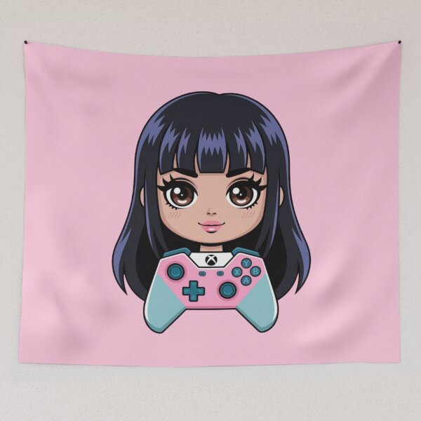 Item preview, Cute Chibi Kawaii Gamer Girl with Pastel Xbox Controller designed and sold by MakersFolly.