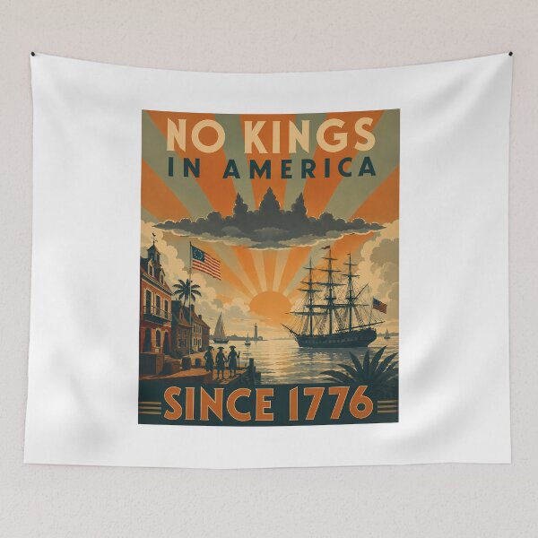 Item preview, No Kings In America Since 1776 Vintage Patriotic Colonial Harbor designed and sold by chattsuede.