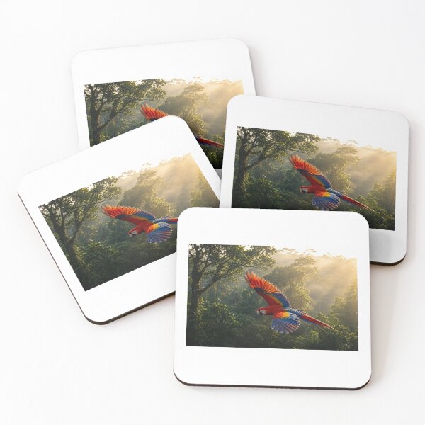 Item preview, Scarlet Macaw Rainforest Flight | Amazon Wildlife Fine Art Print designed and sold by Gaurav Garg.