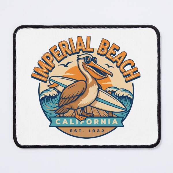 Item preview, Imperial Beach California Pelican Surfer Vintage Coastal Surf Design designed and sold by ArcticFoxStudio.