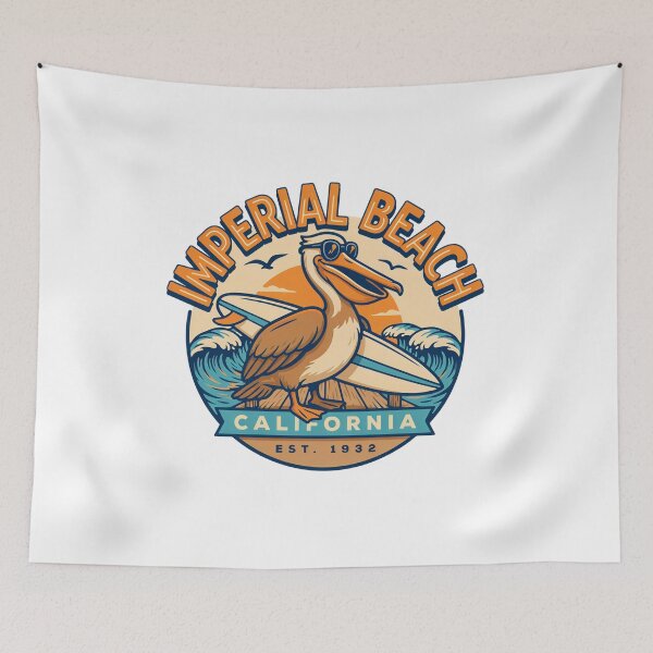 Item preview, Imperial Beach California Pelican Surfer Vintage Coastal Surf Design designed and sold by ArcticFoxStudio.