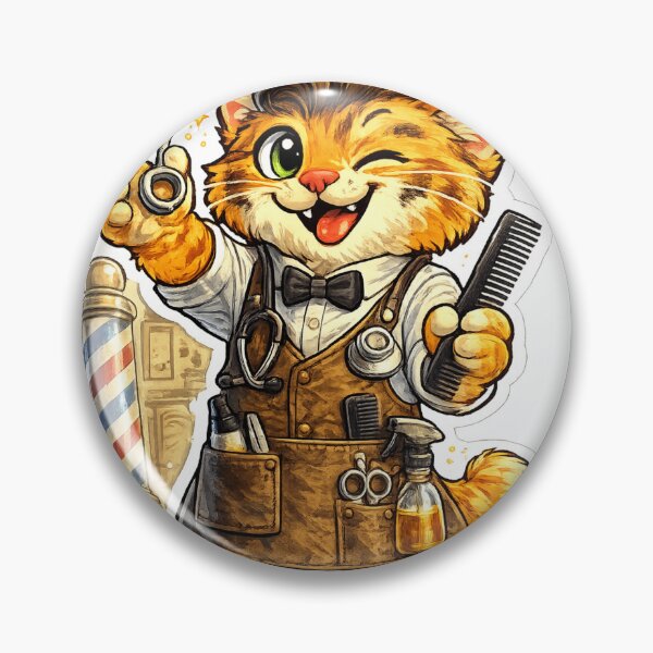 Item preview, Funny Orange Tabby Cat Barber Hair Stylist Sticker designed and sold by ZYNORAworld.