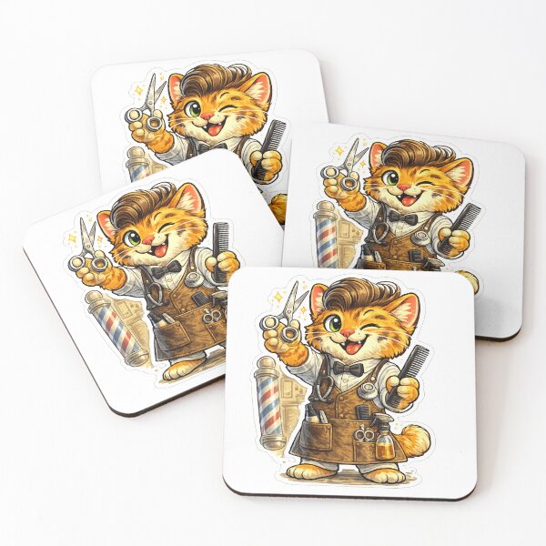 Item preview, Funny Orange Tabby Cat Barber Hair Stylist Sticker designed and sold by ZYNORAworld.