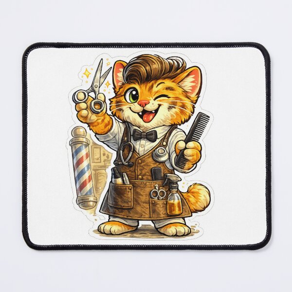 Item preview, Funny Orange Tabby Cat Barber Hair Stylist Sticker designed and sold by ZYNORAworld.