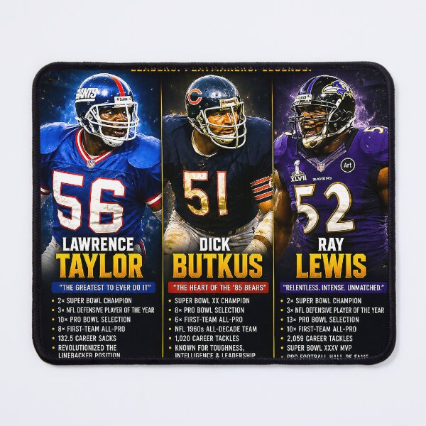 Item preview, Pro Football — 3 Greatest Linebackers of All Time  - Taylor - Butkus - Lewis designed and sold by DBM Photo Art 1.