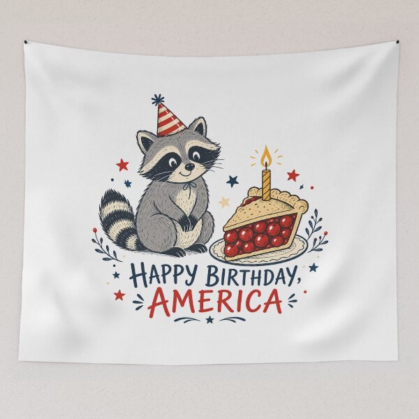 Item preview, Happy Birthday America Raccoon Cozy Patriotic Pie designed and sold by chattsuede.