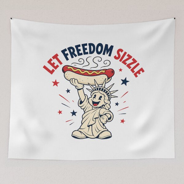 Item preview, Let Freedom Sizzle Fourth Of July Retro BBQ Mascot designed and sold by chattsuede.