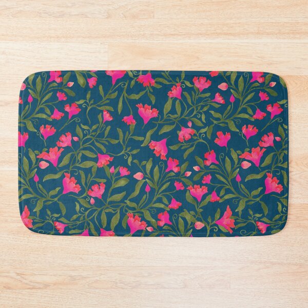 Item preview, Blue version of Tossed pattern with pink flowers designed and sold by studiodrchicken.