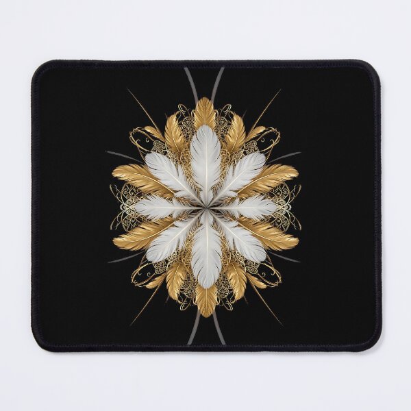 Item preview, Luxury Gold & White Feather Mandala Ornate Fantasy designed and sold by UrbanPrts.