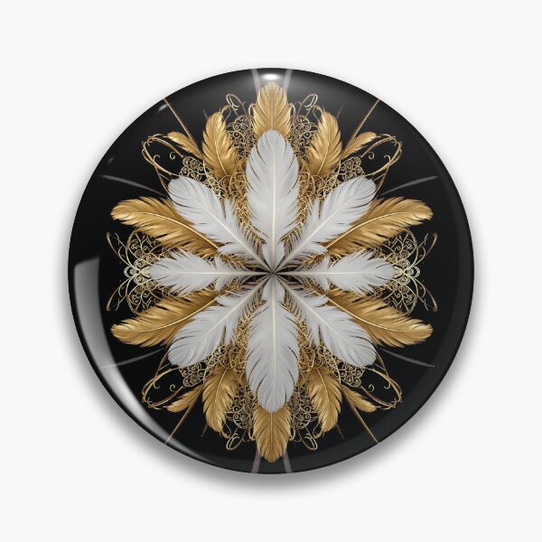 Item preview, Luxury Gold & White Feather Mandala Ornate Fantasy designed and sold by UrbanPrts.