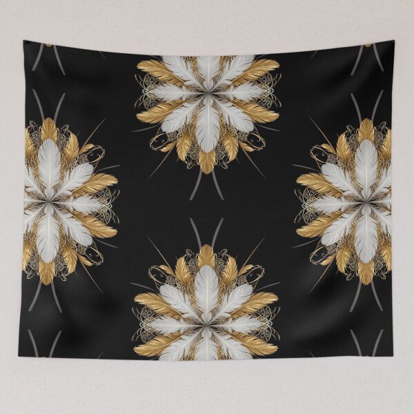 Item preview, Luxury Gold & White Feather Mandala Ornate Fantasy designed and sold by UrbanPrts.