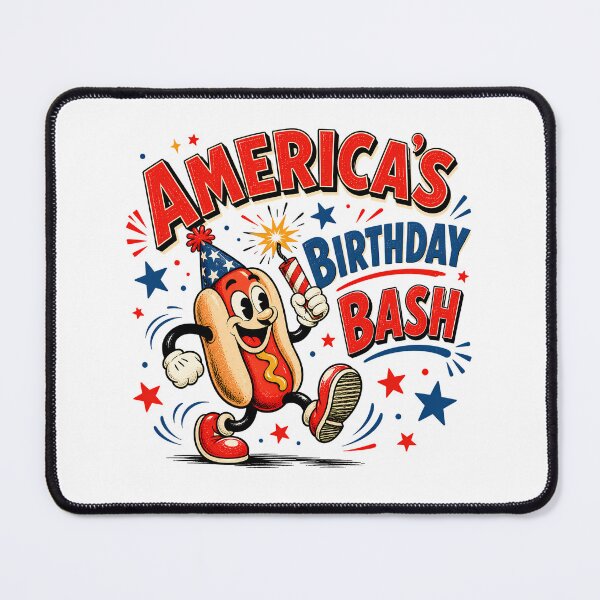 Item preview, Americas Birthday Bash Hot Dog Retro Fourth Of July Mascot designed and sold by chattsuede.
