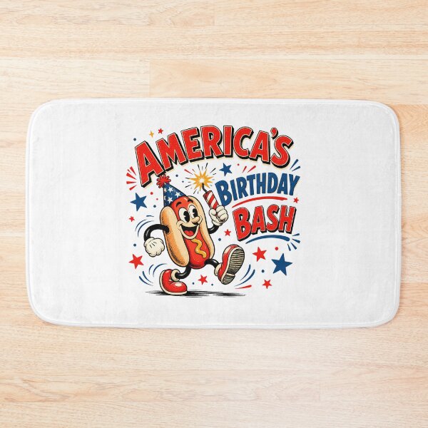 Item preview, Americas Birthday Bash Hot Dog Retro Fourth Of July Mascot designed and sold by chattsuede.