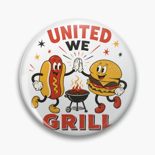 Item preview, United We Grill Retro BBQ Vintage Cartoon Cookout designed and sold by chattsuede.