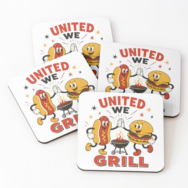 Item preview, United We Grill Retro BBQ Vintage Cartoon Cookout designed and sold by chattsuede.