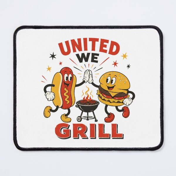Item preview, United We Grill Retro BBQ Vintage Cartoon Cookout designed and sold by chattsuede.