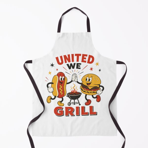 Item preview, United We Grill Retro BBQ Vintage Cartoon Cookout designed and sold by chattsuede.