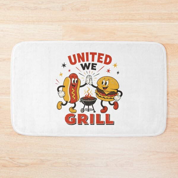 Item preview, United We Grill Retro BBQ Vintage Cartoon Cookout designed and sold by chattsuede.