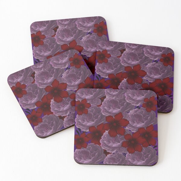 Artikelvorschau, Purple Peony & Red Floral Collage Aesthetic  Romantic Vintage Flower Art. entworfen und verkauft von LunaPrintCo.