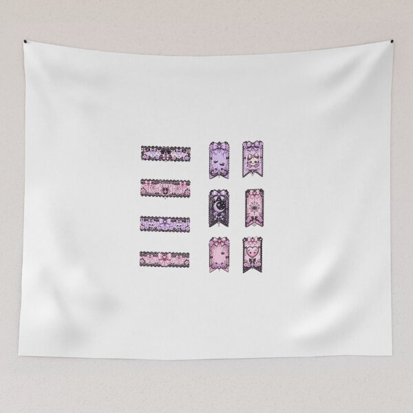 Item preview, Pastel Goth Coquette Halloween Bookmark Sticker Collection with Bows, Roses, Skulls, Bats, Spiders and Gothic Lace Frames designed and sold by looplandger.