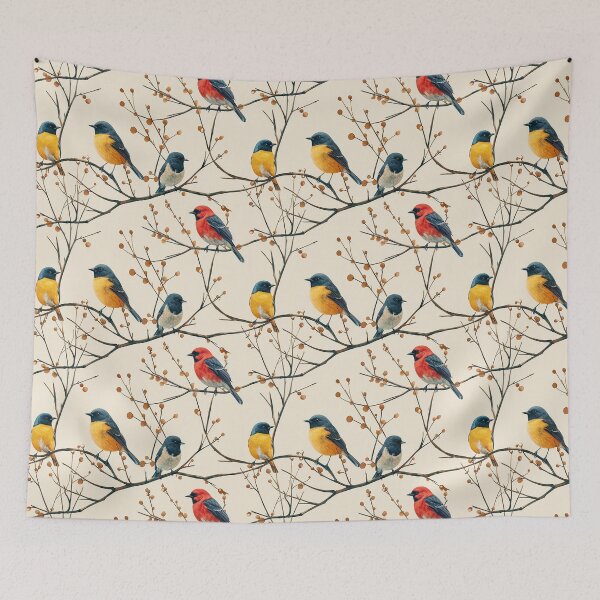Item preview, Minimalist Vintage Birds on Winter Branches designed and sold by NTGUILTY.